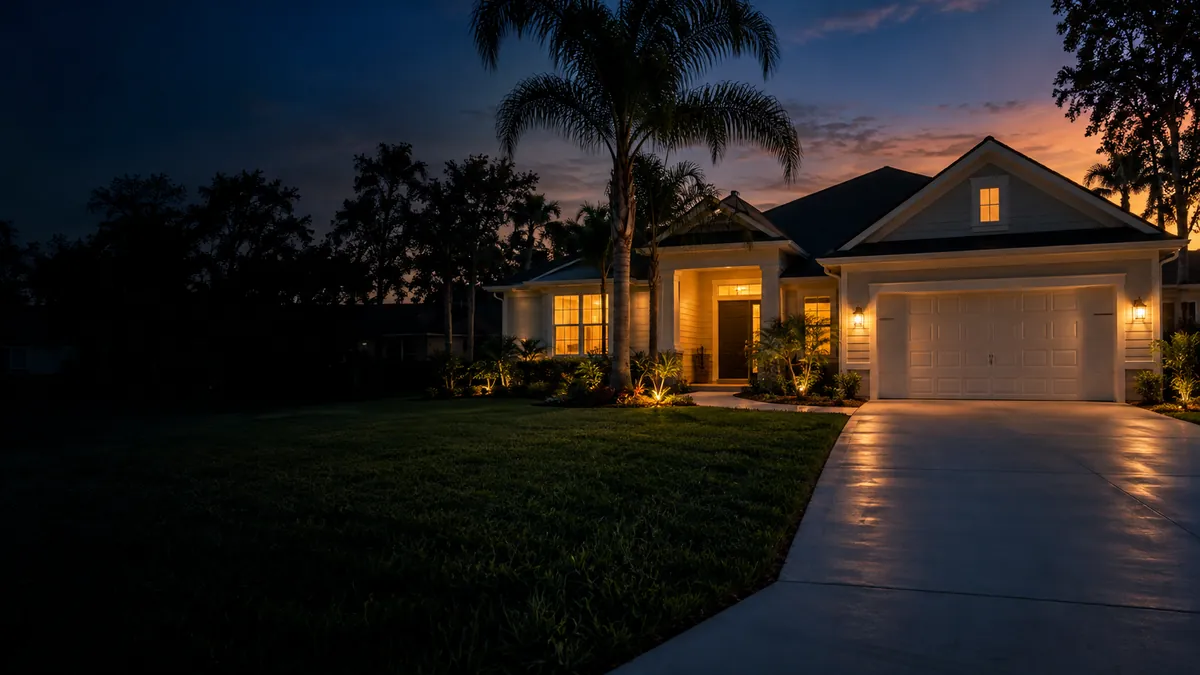 A home in Tampa with clean siding and a bright driveway after a wash